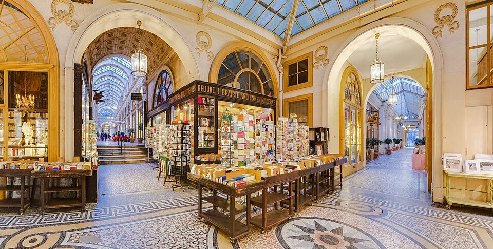 The glass-roofed Galerie Vivienne covered passage