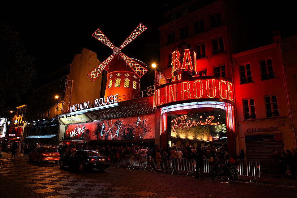 The red windmill of the Moulin Rouge cabaret