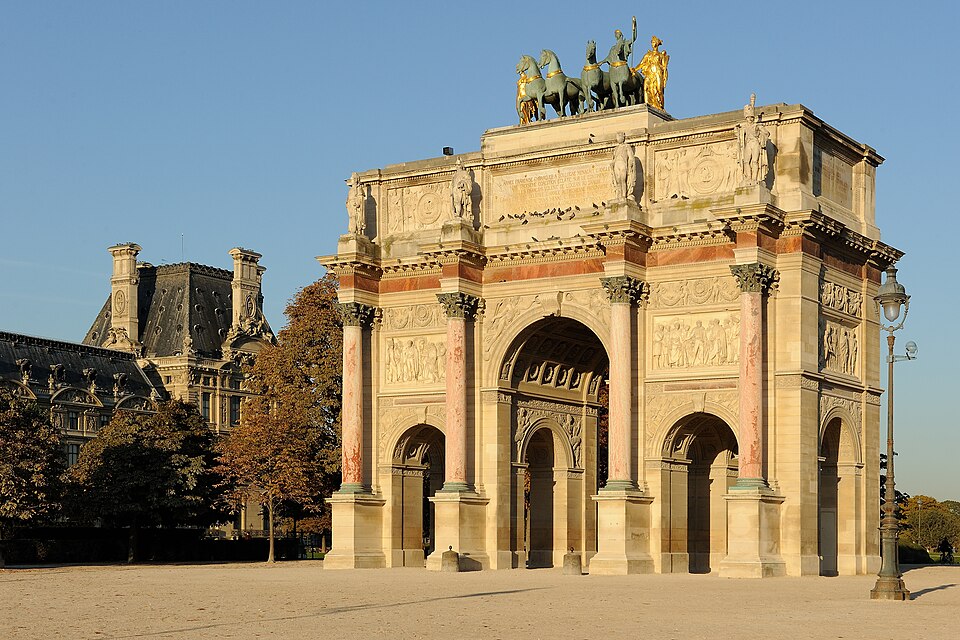The Arc de Triomphe du Carrousel in front of the Louvre